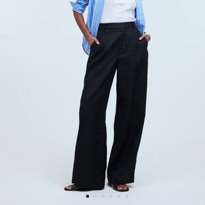 Madewell Black Wide-Leg Linen Pants
